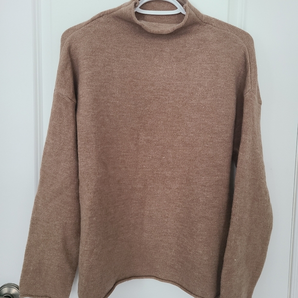 SHEIN Solid Mock Neck Shoulder Sweater - Picture 2 of 3